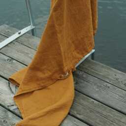 Camel Waffle Linen Bath Towel/Soft Absorbent Eco-Friendly Luxury Bathroom Natural - thumbnail 2