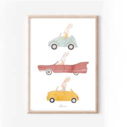Poster Child Room Wall Decor, Poster Rabbit Car Nursery, Nursery Birth Gift - thumbnail 3