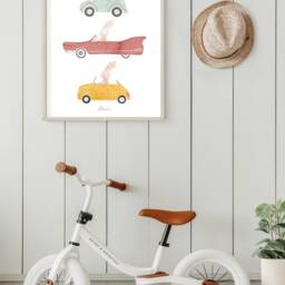 Poster Child Room Wall Decor, Poster Rabbit Car Nursery, Nursery Birth Gift - thumbnail 2