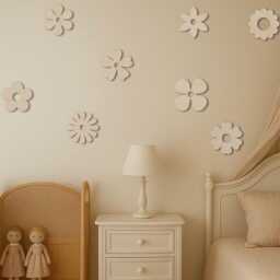 Wooden Flowers - Boho Nursery Flower Decor Wildflower Bedroom Theme Wall Decal Girls - thumbnail 2