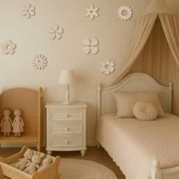 Wooden Flowers - Boho Nursery Flower Decor Wildflower Bedroom Theme Wall Decal Girls - thumbnail 1