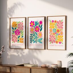 Retro Flower Market Wall Print Set, Abstract Bright Poster, French Print, Floral Decor, Colourful Botanical - thumbnail 2