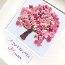 Pink Blossom Tree Personalised Button Art, Teacher Appreciation Gift, Let Your Dreams Blossom, Thank You Gift - thumbnail 2