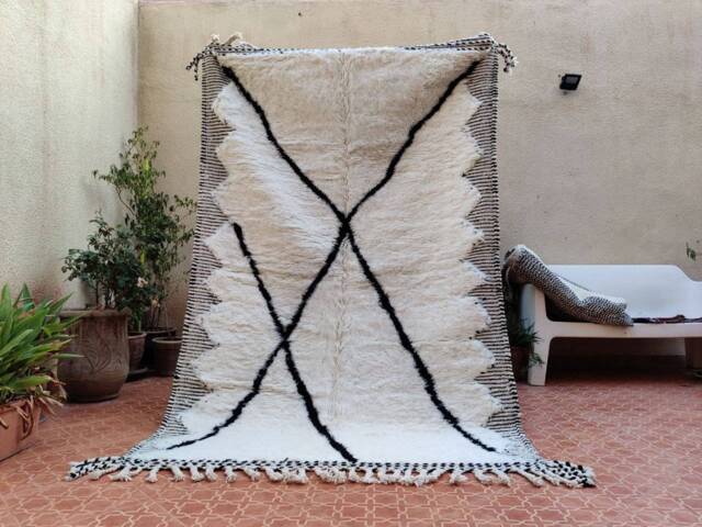 Hand Knotted Wool Berber Rug Moroccan Tribal Design - image 1