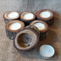 10 Rustic Candle Holder - Creating A Mood, Tea Light Holder, Oak Wood Candle Wedding Decor, Home Country Wedding - thumbnail 2