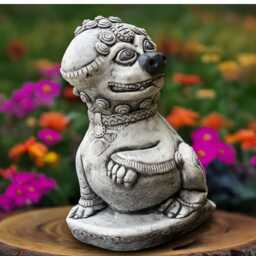 Fantasy Foo Dog Statue Concrete Guardian Sculpture Outdoor Lion Figurine Handmade Decoration Memorial Decor - thumbnail 4