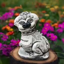 Fantasy Foo Dog Statue Concrete Guardian Sculpture Outdoor Lion Figurine Handmade Decoration Memorial Decor - thumbnail 1