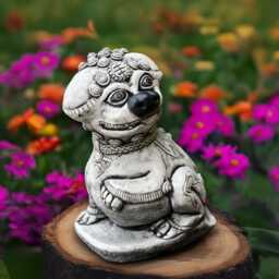 Fantasy Foo Dog Statue Concrete Guardian Sculpture Outdoor Lion Figurine Handmade Decoration Memorial Decor - thumbnail 2