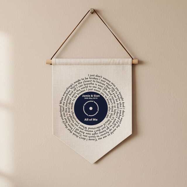 Personalised Our Song Lyrics Record Wall Hanging, Linen Anniversary Gift, Wedding Song, 4Th Year, Memorable Gift - image 1