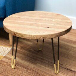 Hoi // Handmade Scandinavian Round Coffee Table With Yellow Tipped Hairpin Legs - thumbnail 3