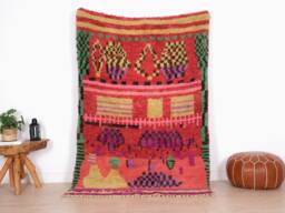 Authentic Boujaad Rug, Moroccan Rug 4x6 Ft, Handmade Berber Carpet, Genuine Wool Rug, Area Tapis Berbere, Teppich - thumbnail 1