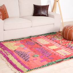 Authentic Boujaad Rug, Moroccan Rug 4x6 Ft, Handmade Berber Carpet, Genuine Wool Rug, Area Tapis Berbere, Teppich - thumbnail 3