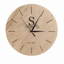 Personalized Wooden Wall Clock/Engraved Family Photo, 11.8 Inch - thumbnail 1