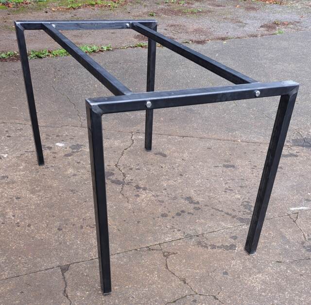 Open Ended Design Metal Table Frame Retro Industrial Steel Desk Bar Breakfast Island With Double Bolted Support - image 1