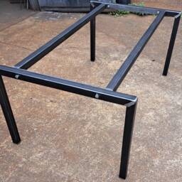 Open Ended Design Metal Table Frame Retro Industrial Steel Desk Bar Breakfast Island With Double Bolted Support - thumbnail 3