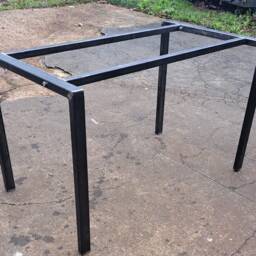 Open Ended Design Metal Table Frame Retro Industrial Steel Desk Bar Breakfast Island With Double Bolted Support - thumbnail 2