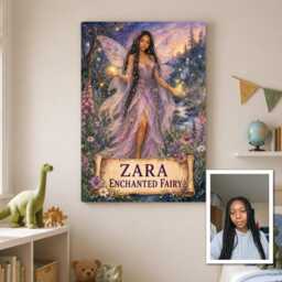 Personalised Enchanted Fairy Canvas From Photo, Custom Name & Text Wall Decor Birthday Present For Fantasy Fan Artwork - thumbnail 2