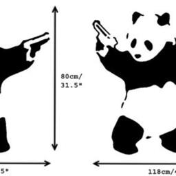 Banksy Pandamonium Stencil, Panda Guns Wall Art Stencil, Xl, Replica Graffiti Spray Painting Ideal Stencils - thumbnail 2