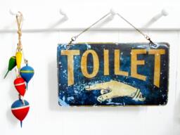 Reversible Toilet Sign Vegan Eco Gift, Wipe Clean Vinyl Wall Art - thumbnail 1