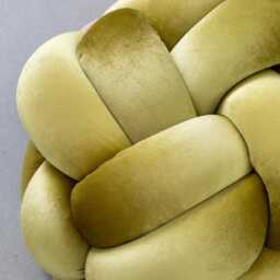 Green Citron Velvet Knot Ottoman, Floor Cushion Pouf, Large Pillow, Extra Seating, Modern Statement Furniture - thumbnail 3