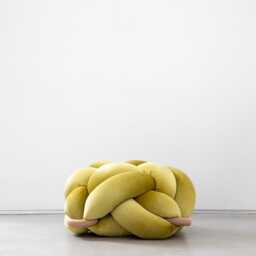 Green Citron Velvet Knot Ottoman, Floor Cushion Pouf, Large Pillow, Extra Seating, Modern Statement Furniture - thumbnail 2