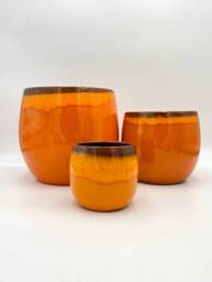 Handmade Orange Xl Ceramic Plant Pot Charlotte Retro Indoor Planter, - D16cm-D33cm - thumbnail 1