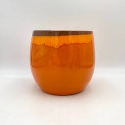 Handmade Orange Xl Ceramic Plant Pot Charlotte Retro Indoor Planter, - D16cm-D33cm - thumbnail 3