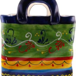 Spanish Ceramic Bag Style Vase Large 25 cm X 20 14 Handmade Pottery - thumbnail 2