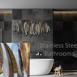 Handmade Abstract Metal Wall Decor - Textured Gold, Silver & Bronze Accent - thumbnail 3