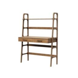 Desk With Shelf & Drawers, Home Office Organization Desk, Small Storage 140 cm, Mid Century Modern Wooden Custom Size - thumbnail 4