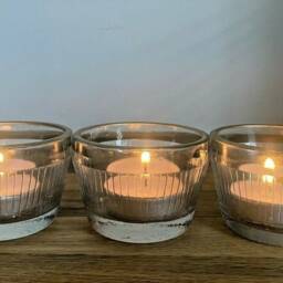 Set Of 3 Gold Rim Glass Saucer - Tea Light Candle Holder Garden Wedding Party - thumbnail 3