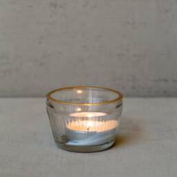 Set Of 3 Gold Rim Glass Saucer - Tea Light Candle Holder Garden Wedding Party - thumbnail 2