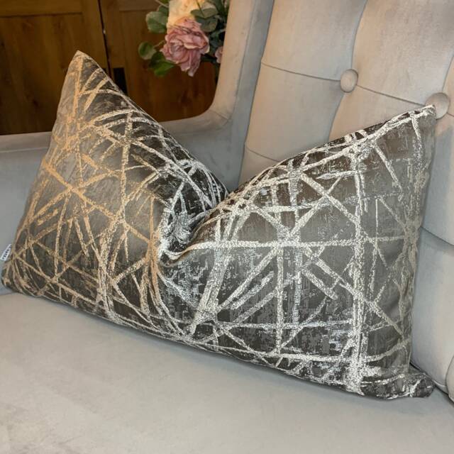 Abstract Cushion Pillow Cover Smoke/Shimmer For Sofa Bed Designer Fabric High Quality Handmade in UK Rectangle Double Sided - image 1