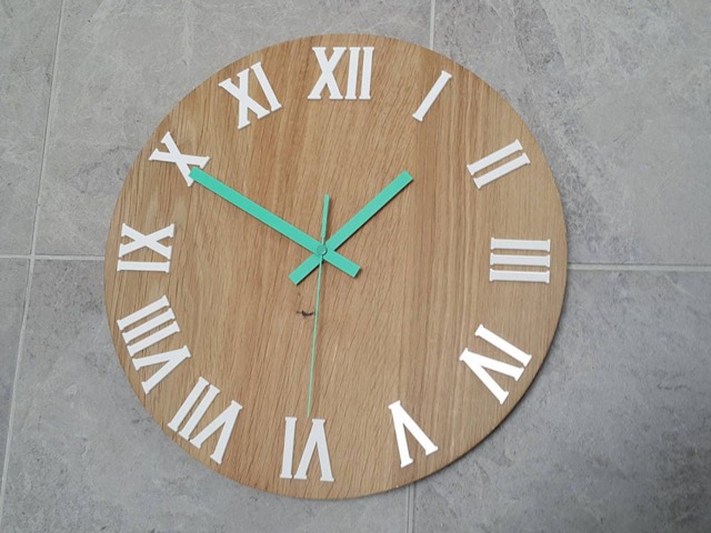Wall Clock Wood Clock Large Wall Gift Decor Unique Oak Clocks Yellow Geometric - image 1