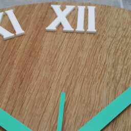 Wall Clock Wood Clock Large Wall Gift Decor Unique Oak Clocks Yellow Geometric - thumbnail 3