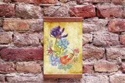 Succulents Cactus Vintage Botanical Wood Framed Canvas Print, Floral Plant Art - thumbnail 1