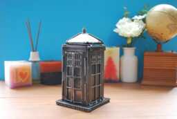 Police Box Scrap Metal Sculpture, Handmade Desk Paperweight, Geek Valentine Gift For Him