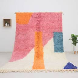 Moroccan Area Rug - Beni Ourain Style For Living Room Mid Century Modern Colorful Geometric - thumbnail 2
