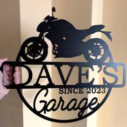 Motorcycle Garage Name Sign, Personalized Motorbike Metal Wall Art, Custom Design Options - thumbnail 3