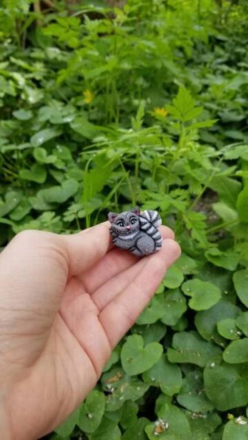 Handmade Cheshire Cat Figurine, Alice in Wonderland Miniature - image 1