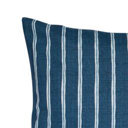 Cambridge Stripe Xl Rectangular Cushion in Denim Indigo Blue. Chalk Summer Nautical Style, 100% Sustainable Cotton. 23X15 - thumbnail 2