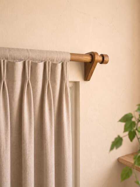 Solid Oak Curtain Rod Brackets - Minimalist Scandinavian Wooden Wall Mount Hardware - image 1
