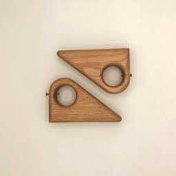 Solid Oak Curtain Rod Brackets - Handmade Wooden Wall Mount Minimalist Scandinavian Hardware Custom Size Available - thumbnail 2