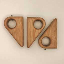 Solid Oak Curtain Rod Brackets - Handmade Wooden Wall Mount Minimalist Scandinavian Hardware Custom Size Available - thumbnail 3
