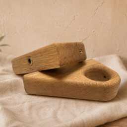 Solid Oak Curtain Rod Brackets - Minimalist Scandinavian Wooden Wall Mount Hardware - thumbnail 2