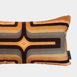 Geometric Velvet Printed Cushion - Tan + Grey Sold Out, More Arriving Soon - thumbnail 2