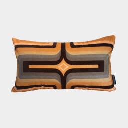 Geometric Velvet Printed Cushion - Tan + Grey Sold Out, More Arriving Soon - thumbnail 1