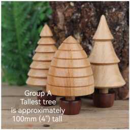 3 X Wooden Tree Ornaments, Handmade Made From Beech & Walnut - thumbnail 2