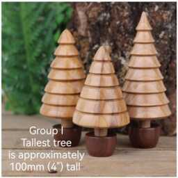 3 X Wooden Tree Ornaments, Handmade Made From Beech & Walnut - thumbnail 4