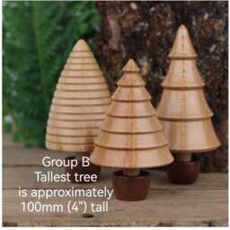 3 X Wooden Tree Ornaments, Handmade Made From Beech & Walnut - thumbnail 3
